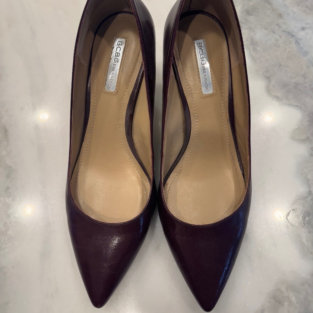 Burgundy leather pumps